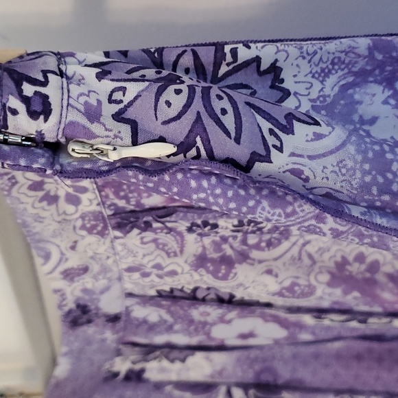Purple floral midi cotton skirt - petite small - Picture 5 of 8